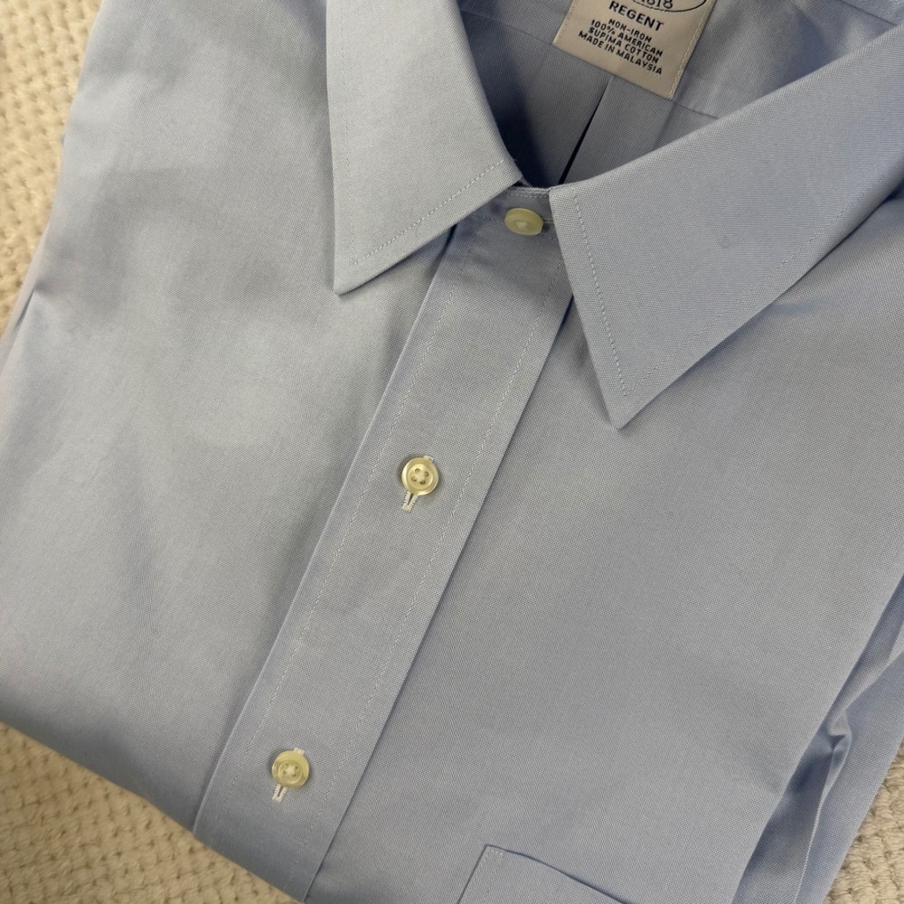 New Brooks Brothers Regent Fit Dress Shirt 16 33 Blue Non-Iron Supima Cotton